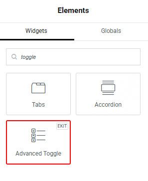 Add Advanced Toggle widget